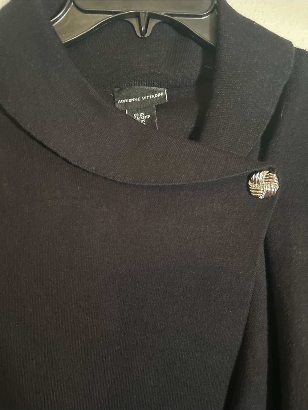 Adrienne Vittadini Black Women's sweater with Decorative Brooch